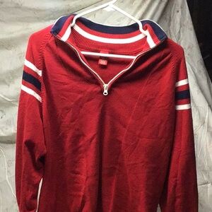 U.S. Polo Assn. Red and Blue Zip Up Sweater with Sporty Stripes